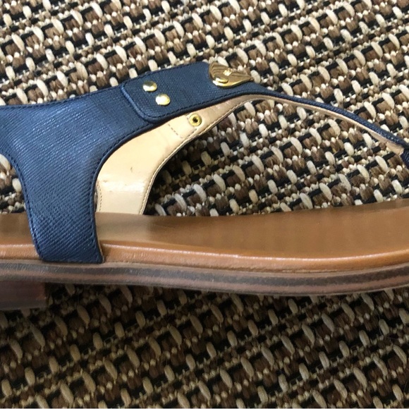 🔵MICHAEL Michael Kors Navy Blue Plate Flat Toe Thong Sandals - Picture 7 of 10